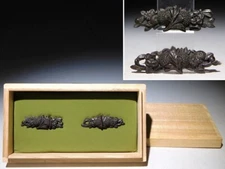 Mino School Flowers Design Fine Kinko Menuki Edo original tsuba antique