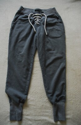 Walter Baker Hose Jogginghose 3/4 Länge grau & weiß Schuh Schnürung vorne Gr. S