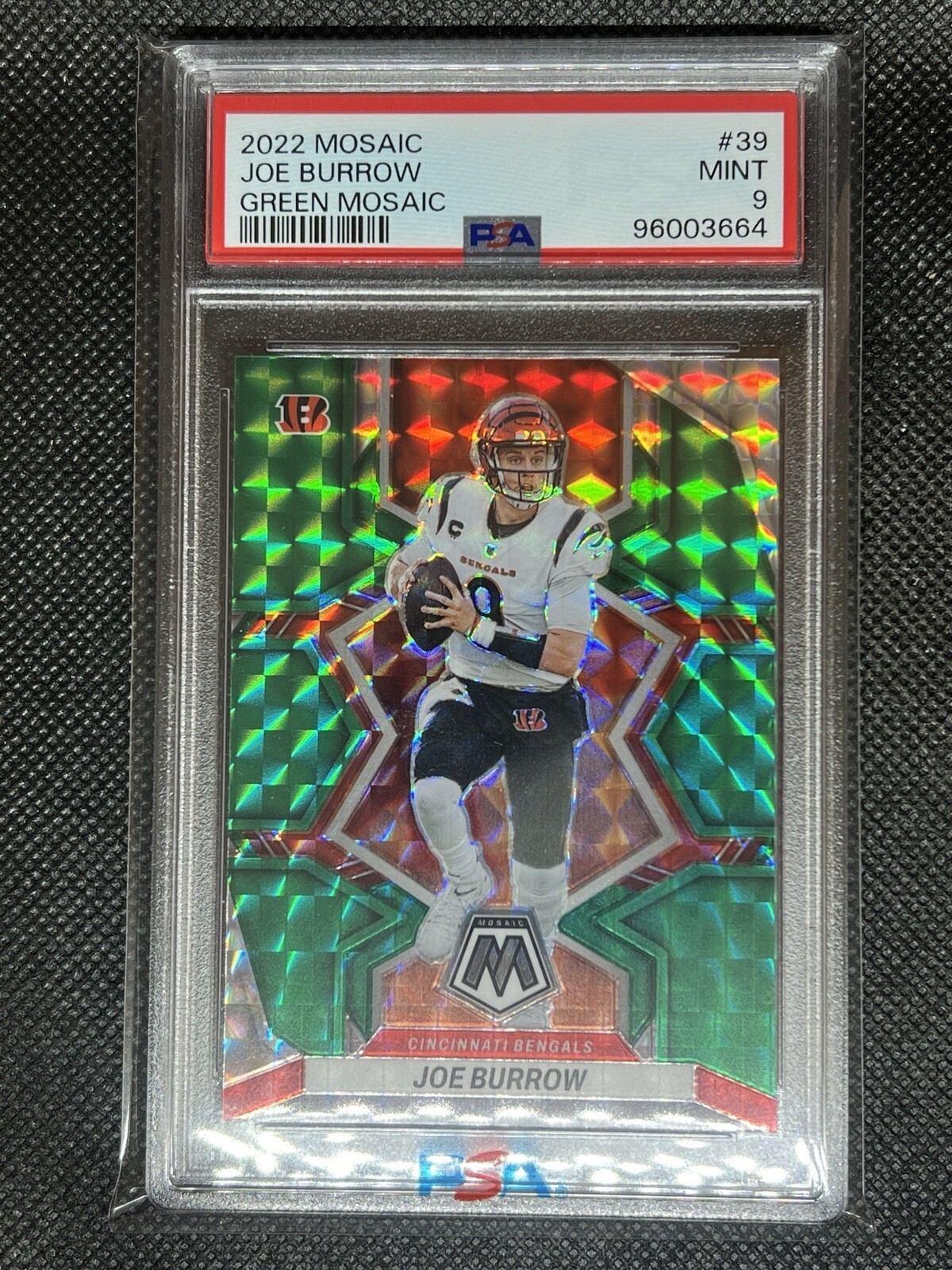2022 Panini Mosaic JOE BURROW #39 GREEN MOSAIC PSA 9 MINT Cincinnati Bengals