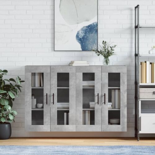 vidaXL 2pcs Grey Engineered Wooden Cement Wall Cabinets-