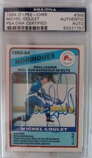 1984-85 OPC Team Leaders Michel Goulet auto PSA DNA NORDIQUES