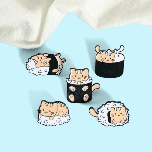 Sushi Roll Cat Enamel Pin Japan Food Cats Backpack Cute Pins Birthday Gifts - Picture 2 of 11