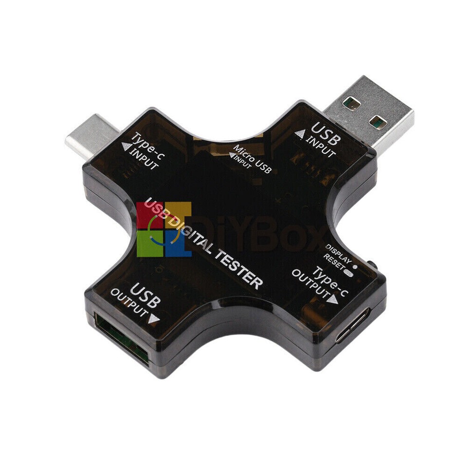USB C Power Tester, Multifunction Multimeter Voltage Current 2 in 1 Meter Voltmeter Ammeter Color Screen DC4‑30V
