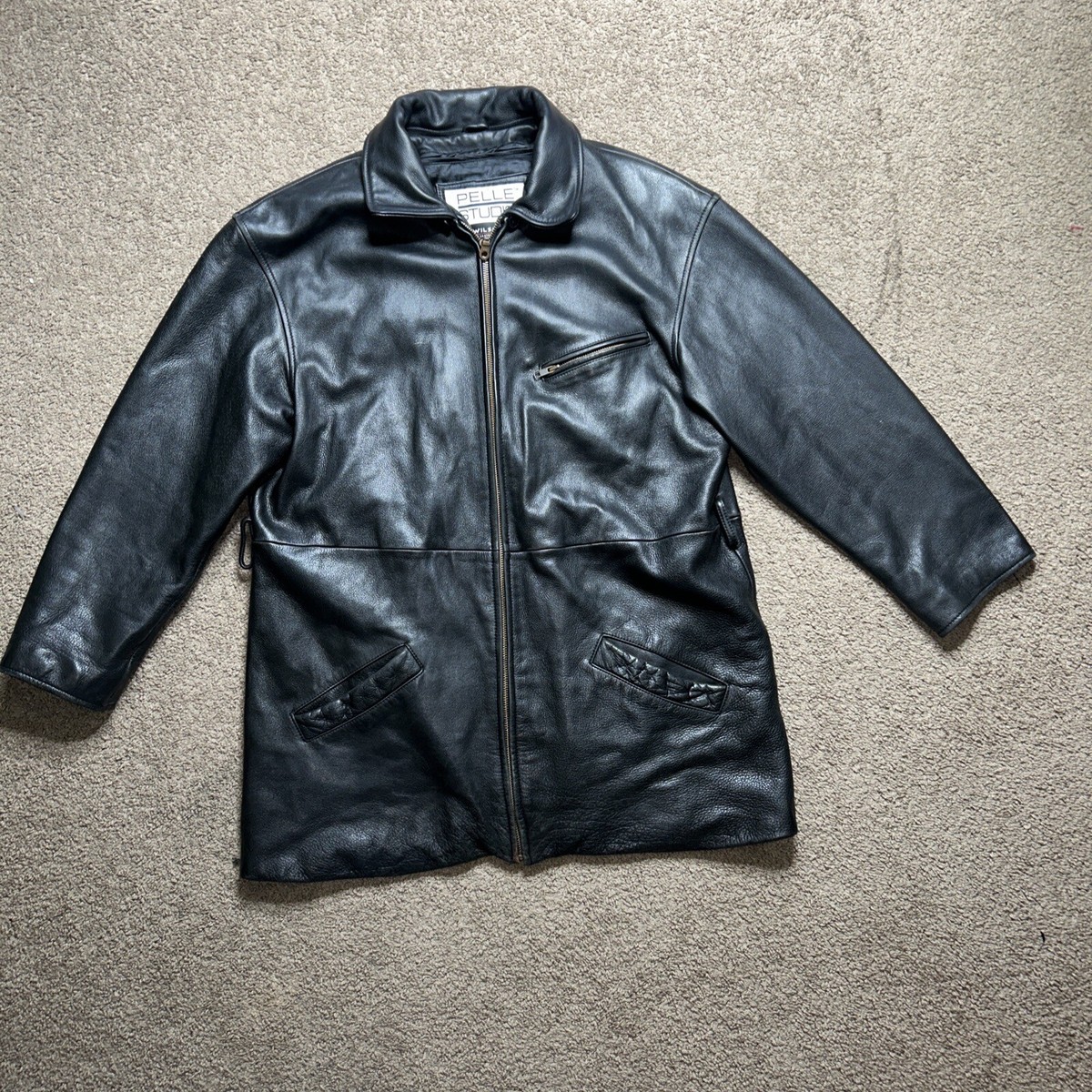 Men's Wilsons Pelle Studio Leather Jacket Black Medium Zip-Out