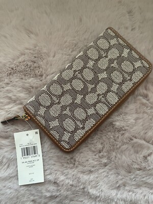 coach 折り財布 Coach Accordion Zip Wallet In Signature Textile Jacquard With