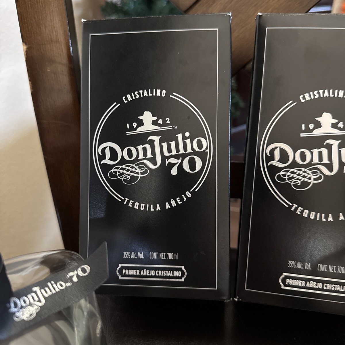 Two Don Julio 70 1942 Tequila Cristalino Anejo Ribbon Mexico