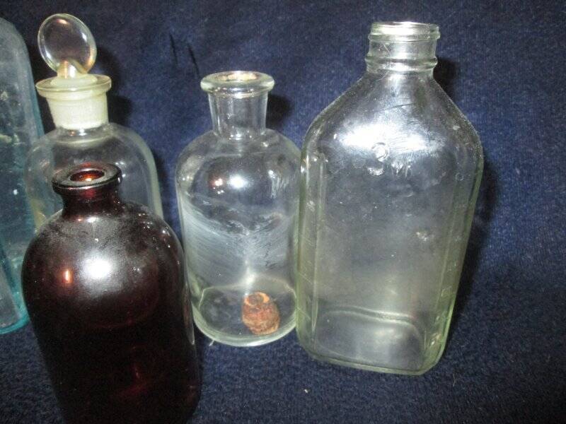 Antique Acid Hydrochloric Clear Glass and Colored GlassApothecary