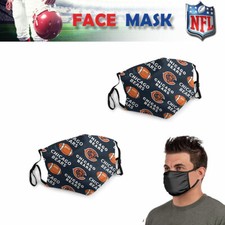 2 NFL Chicago Bears Face Mask Fabric Washable, Reusable Handmade Made In USA