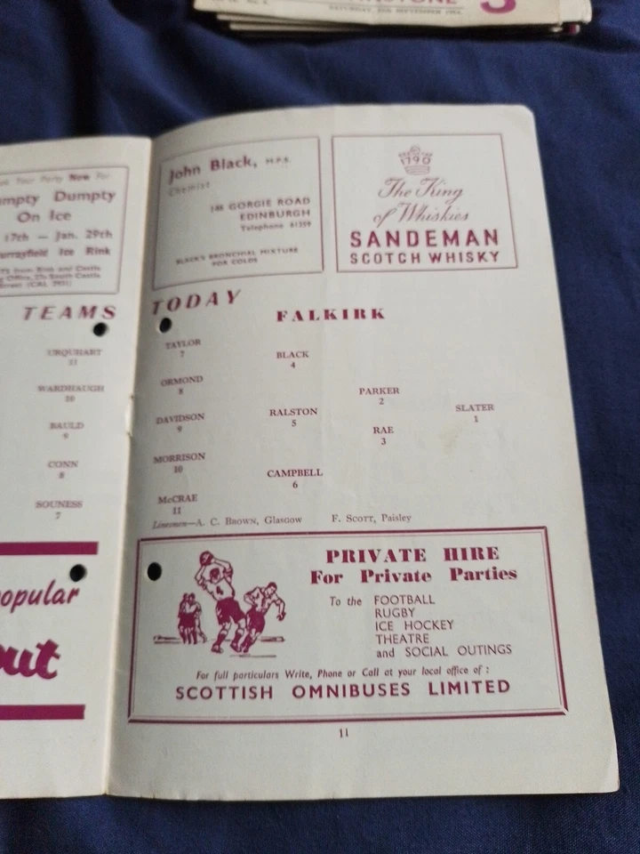 Hearts (Heart Of Midlothian) v Falkirk 6/11/1954 Pin Holes  - Image 4 of 4
