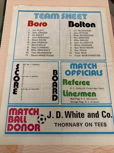 1978 Middlesbrough V Bolton English Soccer/football Programme FACup - Picture 3 of 3