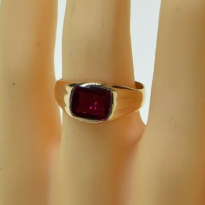 Vintage 10K Yellow Gold Red Stone Ring Size 10.5 Circa 1950 | eBay