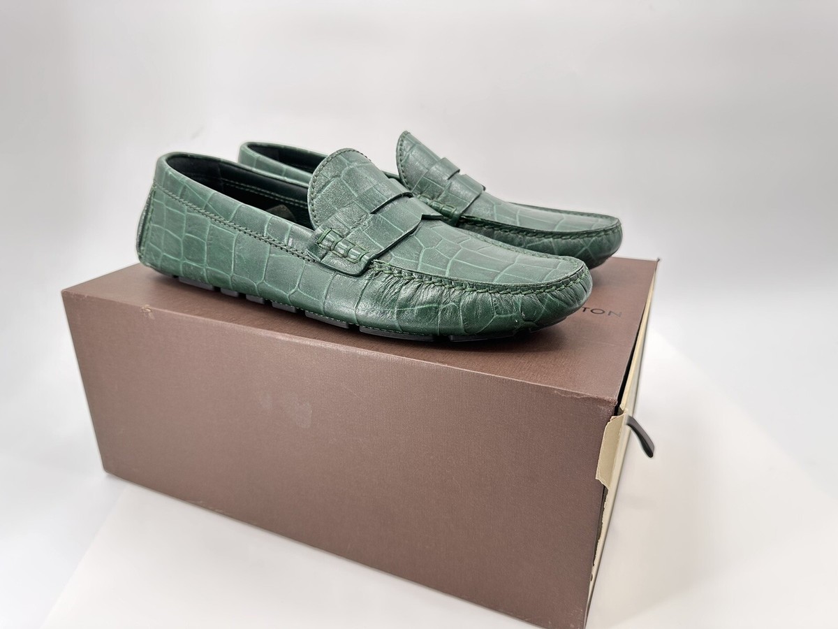 Louis Vuitton Green Leather Animal Print Drivers Size 11 USA/10 EU Louis Vuitton Green Leather Animal Print Drivers Size 11 USA  main image 2