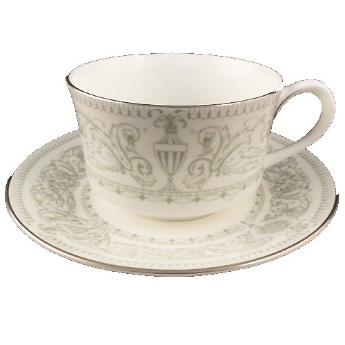 工芸品 Worcester Cup&Saucer? Set of Six Vintage (1980s) Wedgwood 4034 Metallised Bone