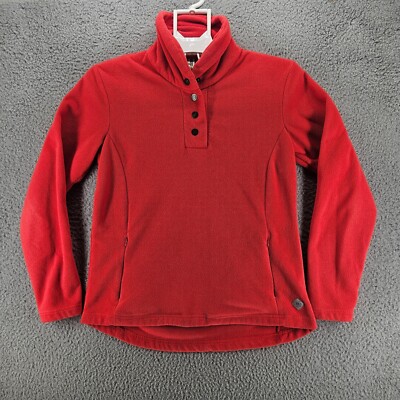 Butter Fleece Womens Red Jacket Size Small Mock Neck Zip Pocket