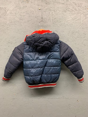 Diesel Puffer Jacket Boys Size 4 Blue Red Hooded Snap Front Winter Coat Warm - Picture 10 of 10