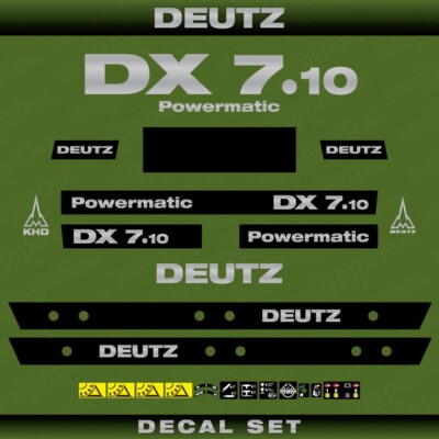 Deutz DX 7.10 Powermatic Traktor Aftermarket Aufkleber / Ersatzaufkleber  Set