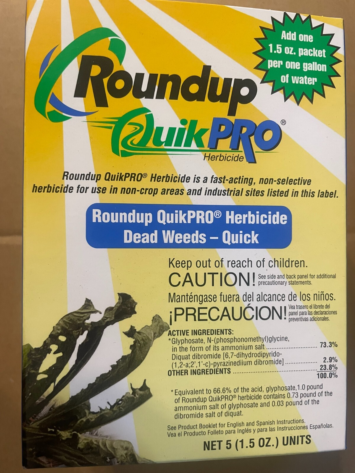 Roundup QuikPro Weed Killer Herbicide 73.3 QuickPro 5 Packets, 1