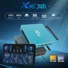 Android 11.0 X96-X6 64GB/8GB DDR4 BT Dual WiFi 8K UHD Streaming Antenna TV Box