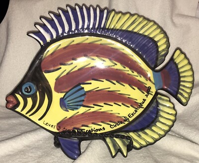 BEN DILLER 2000 Ornate Butterfly Fish WALL HANGING PLATTER