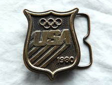 Vintage Bergamot Brass Works USA Olympics 1980 Belt Buckle