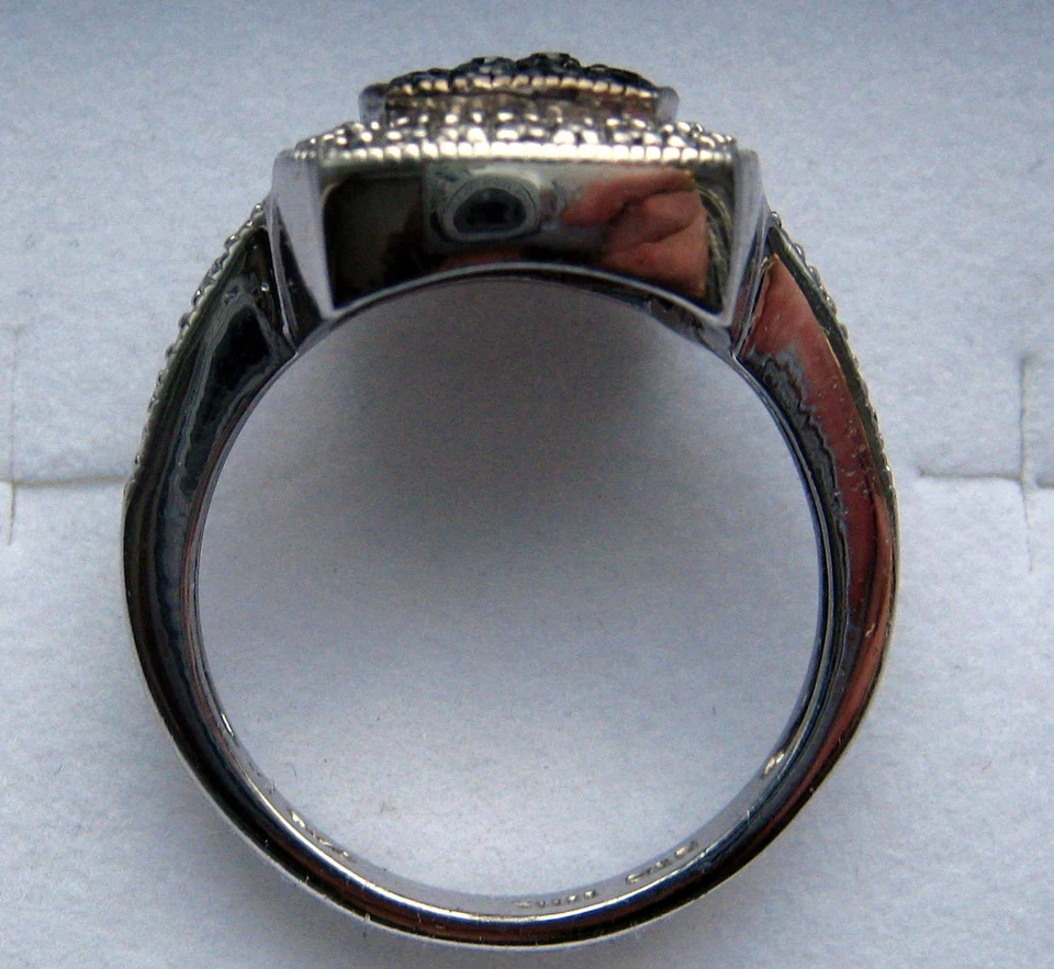 .20 CT Genuine Black Diamond Sterling Silver Cocktail Ring Cushion Shape - Image 3 of 4