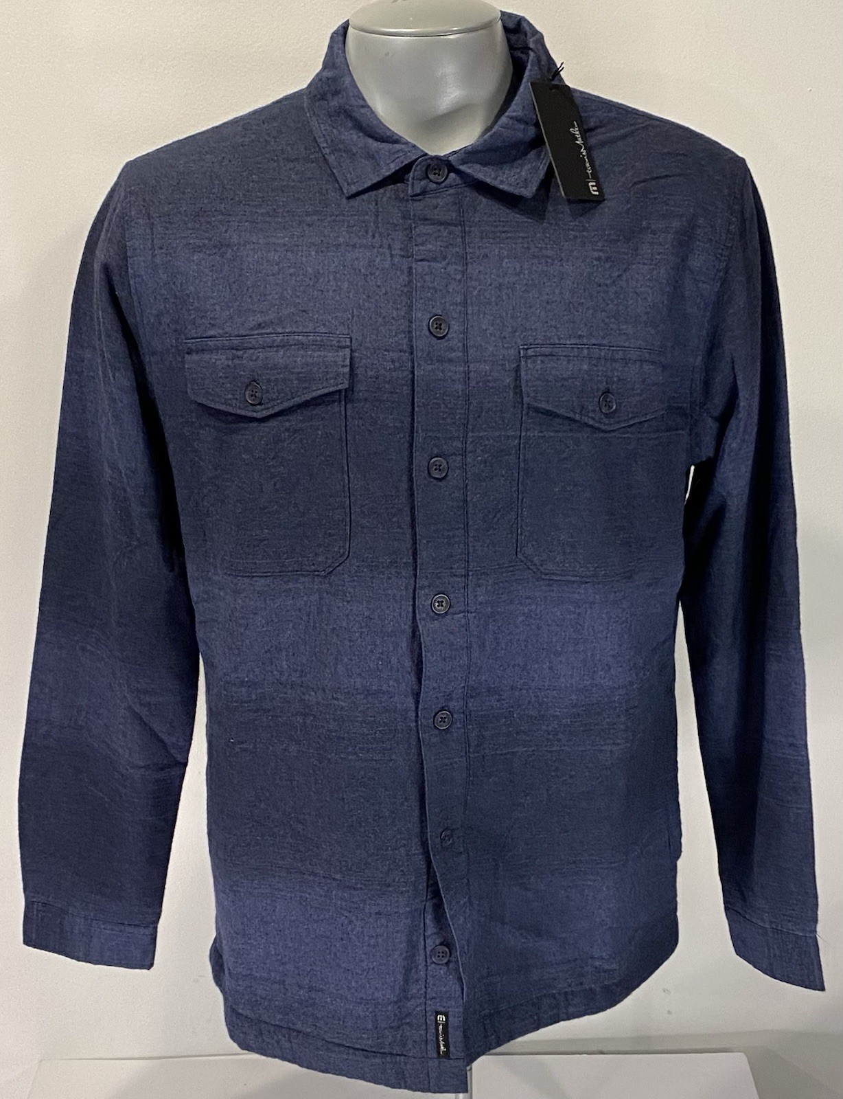 Travis Mathew Towner NWT L Large Blue Flannel Sherpa Lined Shirt Jacket