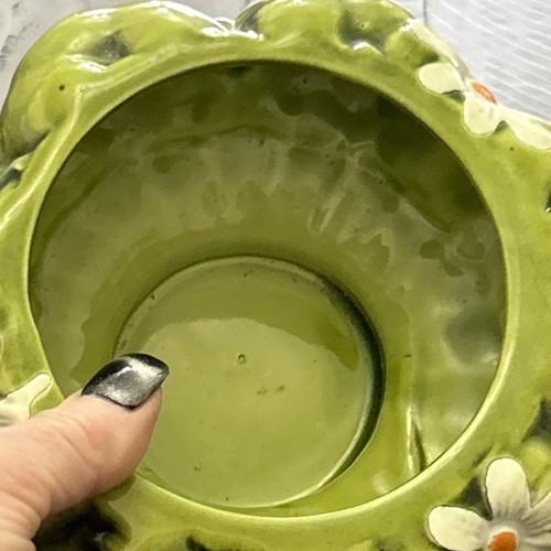 Vintage 1967 Inarco E 2862 Japan Green Apple and Daisy Lidded Dish Chipped - Picture 19 of 24