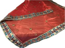 Dupatta Net Mesh Stole/Sari Embroidered Beads Sequence 42  X 98  Long Beautiful