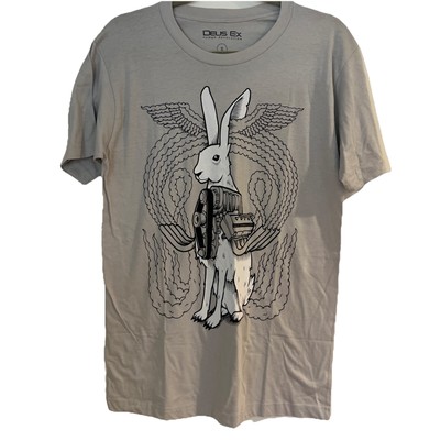 Deus Ex Human Revolution Shirt Mens Medium Gray Video Game Art Exhibit Rabbit D2