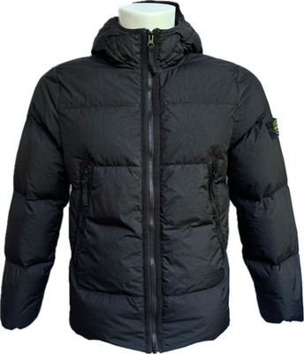 Stone Island Junior Daunenjacke Schwarz 12/156 Crinkle Reps Kapuze Down Jacke XS
