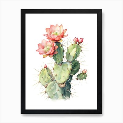 Cylindropuntia Kleiniae Kaktus Wasser gerahmtes Wandbild Poster Leinwanddruck Bild