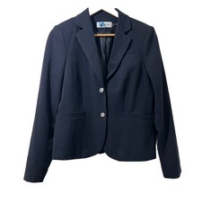 Calvin Klein Womens Sz 8 Two Button Lux Blazer Long Sleeve Black Collar Lined