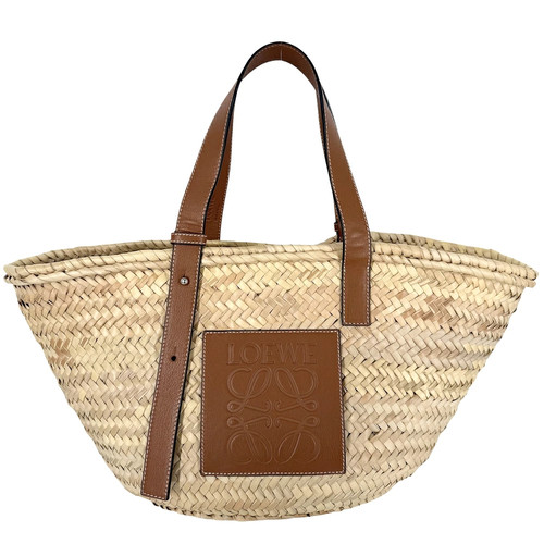 Loewe Anagram Medium Tote Raffia / Leather Beige / Brown Women's Bag #BSH1549