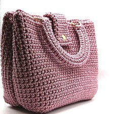 Borsa Uncinetto Handmade Donna Rosa Antico  - misura 19x24x9 -