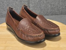 SAS Weave Slip On Loafer Women's Size 8 N Shoes Chestnut Brown Wedge Heel