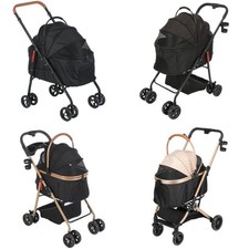 Adjustable Pet Stroller Foldable Dog Cat Travel Pushchair with Reversible Oqwssp