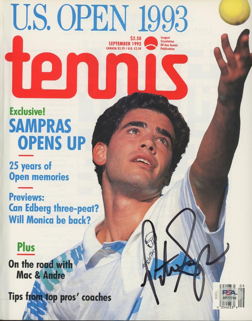 PETE SAMPRAS signed 1993 US Open Tennis magazine | autograph PSA/DNA cert!