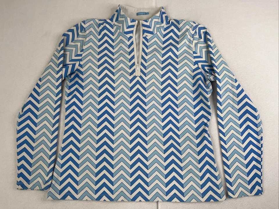 (2) J. McLaughlin Bedford 1/4 Zíper Pano Catalina Estampa Geométrica Feminino Grande - Imagem 2 de 4