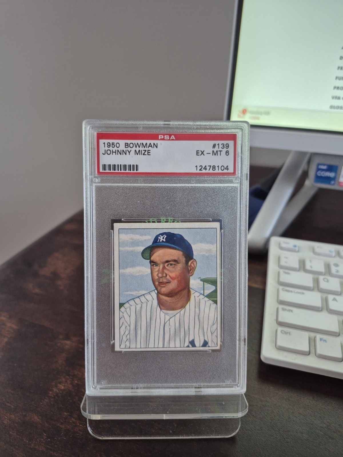 1950 BOWMAN #139 JOHNNY MIZE PSA GRADED 6 EX-MT