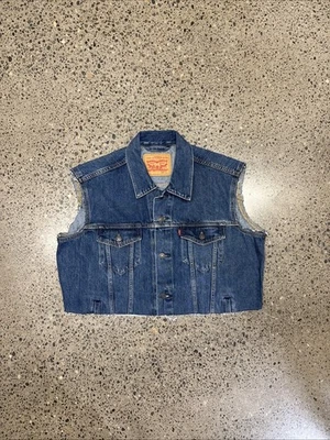 Levi's Men's Denim Cutoff Vest Biker Trucker Jacket, Size L - Image 1 of 4
