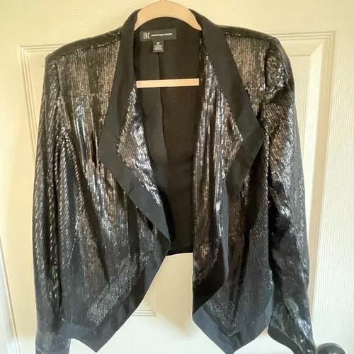 INC International Concepts Sequin black jacket blazer Size M Slim Fit