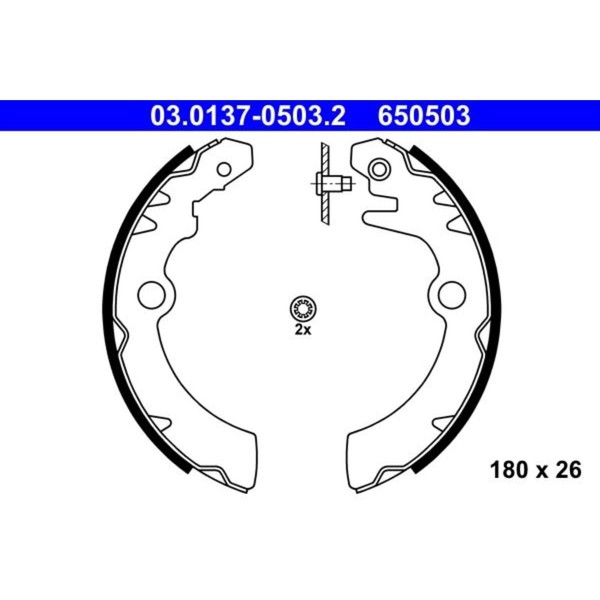 ATE Bremsbacken Satz 180Mm Hinten Passend FüR Nissan Pixo Trommelbremse | 03.013-image