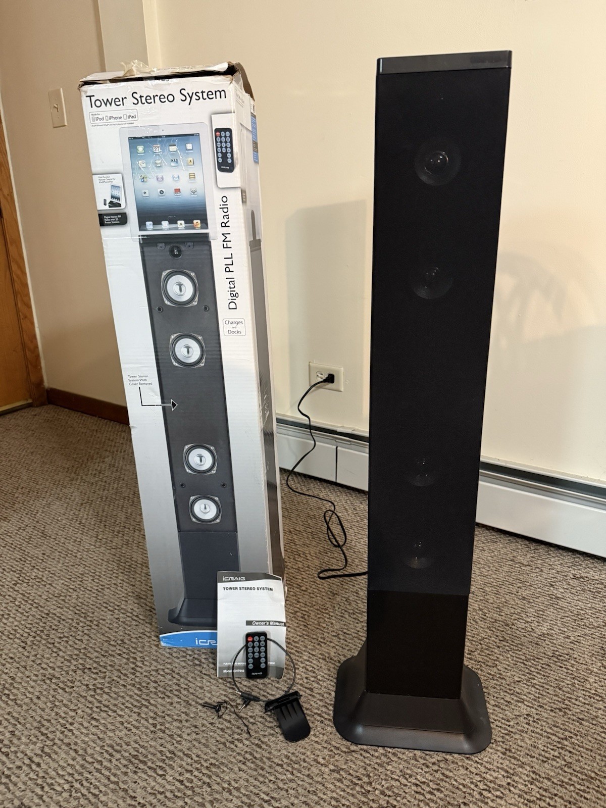 Icraig Stereo Tower Speaker Single CHT907 Docking iPhone/iPod