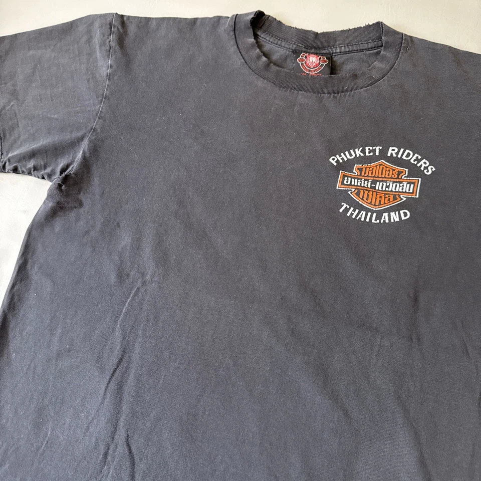 Camiseta de Colección Tailandia Harley Davidson Motocicletas Phuket Talla Mediana Distress Foto 4 de 4