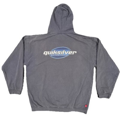 Vintage 90s Y2K Quiksilver Hoodie Sweatshirt Men's Size Large Navy