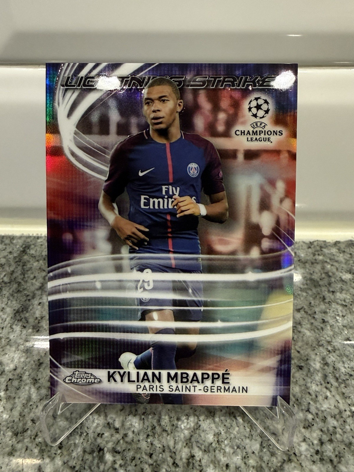 2017 Topps Chrome UEFA Champions League Lightning Strike #LS-KM Kylian Mbappe