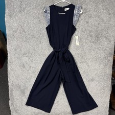 Eliza J Cropped Culotte Jumpsuit Size 6 Office Chic Ruffle Wide Leg Feminine