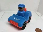 Vintage Fisher Price little people blue police car w/African American policeman