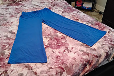 Womens Chico's Blue Stretch Knit Pull On Pants Elastic Waist Poly Spandex Size 2