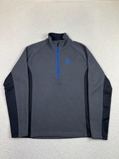 Spyder Pullover Mens Medium Gray 1/4 Zip Long Sleeve Ski Fleece Thermal Top